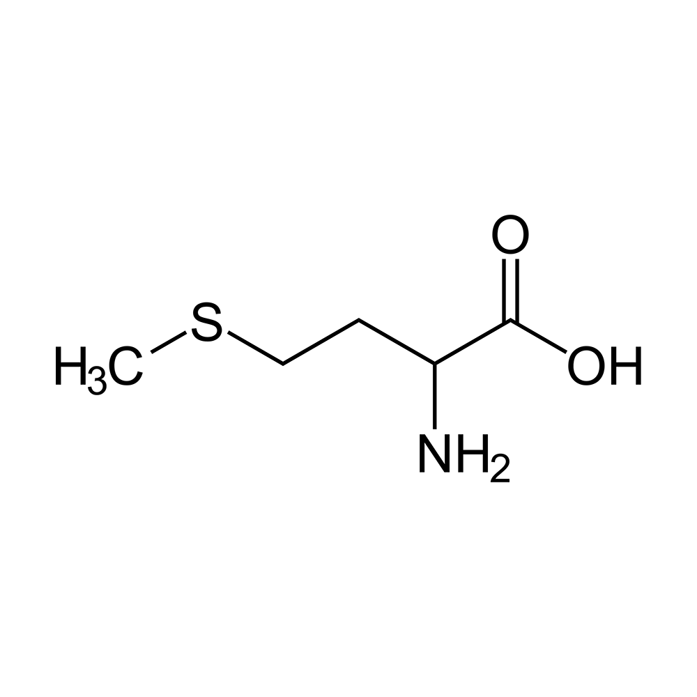 Fórmula química del aminoácido L-Metionina