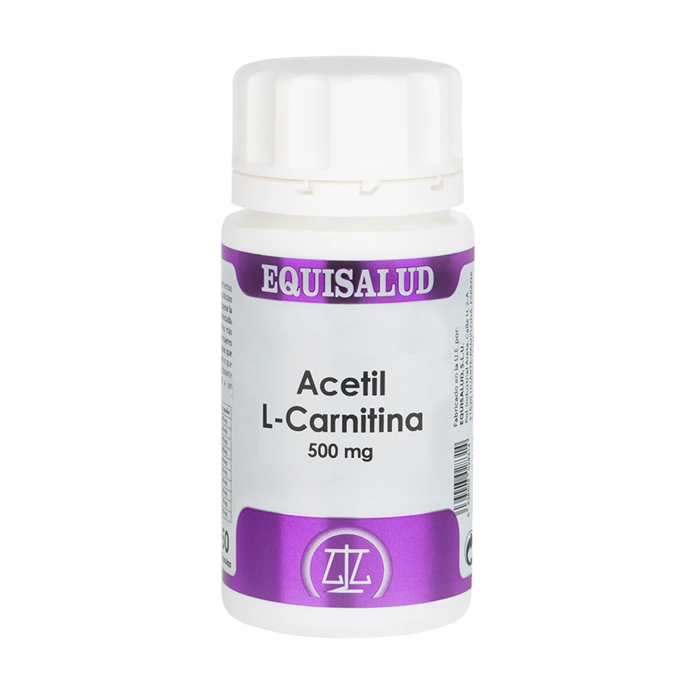 Aminoácidos Acetil L Carnitina bote de 50 cápsulas de la línea aminoácidos, producto de Laboratorios Equisalud