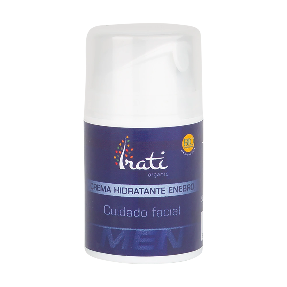 Crema hidratante facial para hombre envase de 50 mililitros de la línea Irati Organic, producto de Laboratorios Equisalud