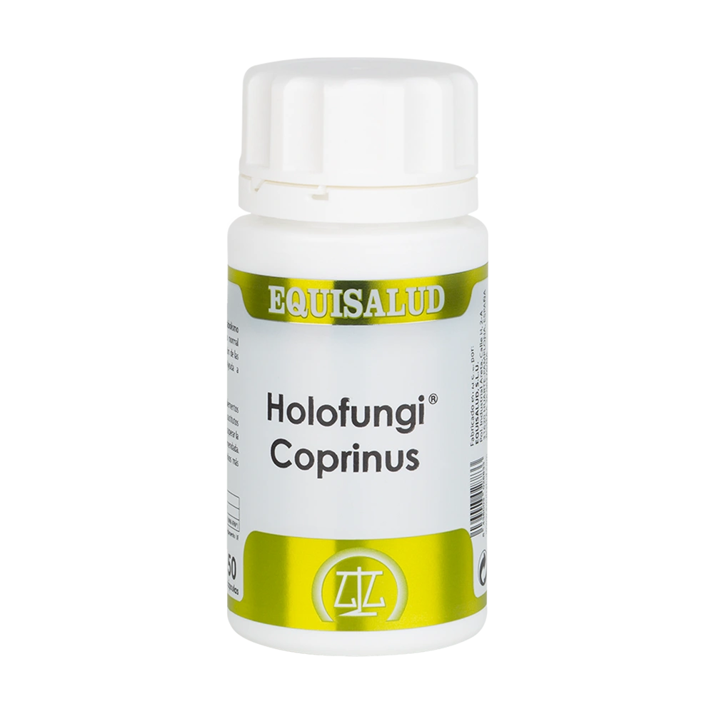 Holofungi Coprinus bote de 50 cápsulas de la línea Holofungi, producto de Laboratorios Equisalud