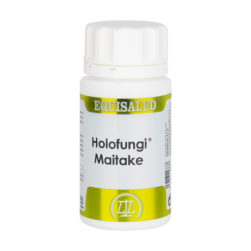 Holofungi Maitake bote de 50 cápsulas de la línea Holofungi, producto de Laboratorios Equisalud