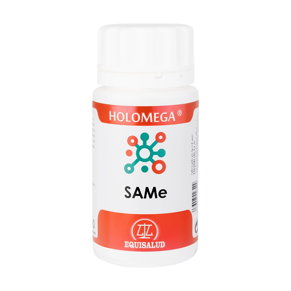 Holomega SAMe bote de 50 cápsulas de la línea Holomega, producto de Laboratorios Equisalud