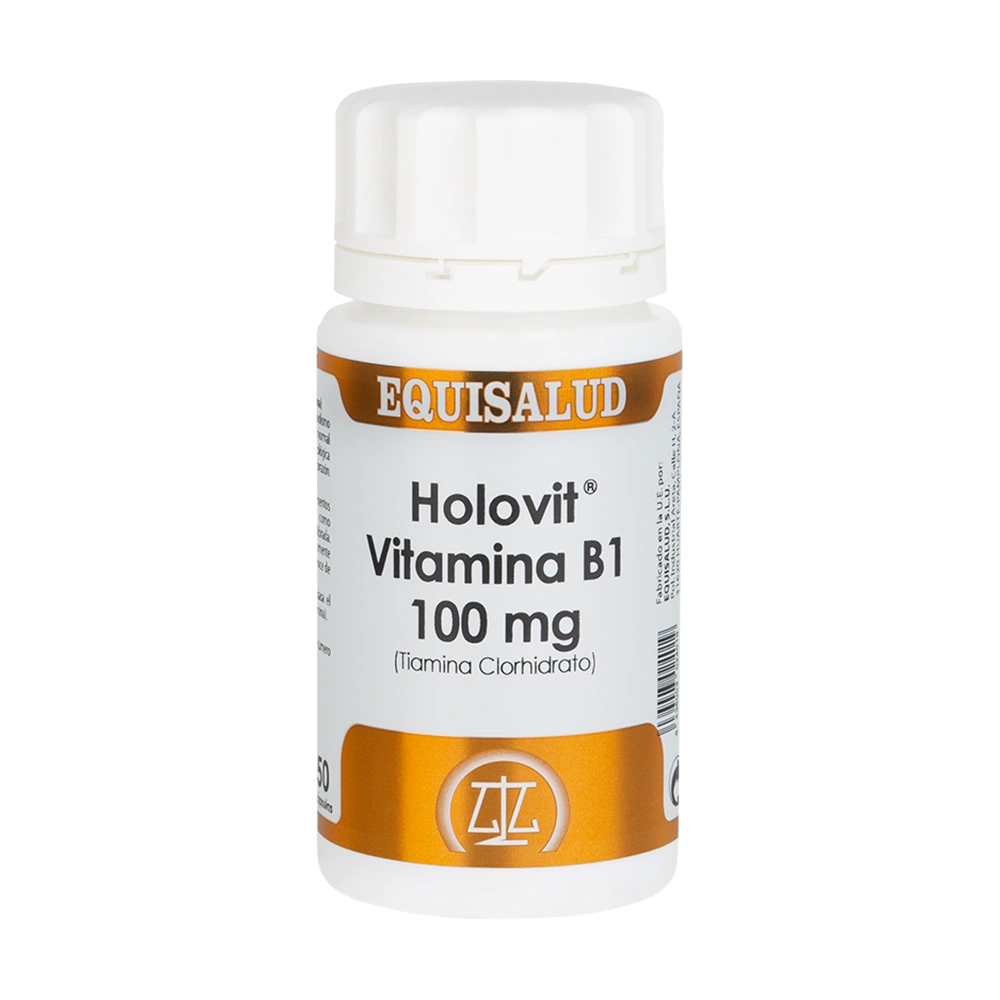 Holovit Vitamina B1 bote de 50 cápsulas de la línea Holovit, producto de Laboratorios Equisalud