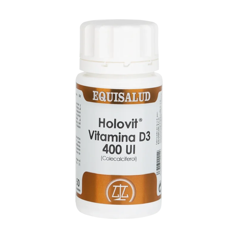 Holovit Vitamina D3 400 UI bote de 50 cápsulas de la línea Holovit, producto de Laboratorios Equisalud