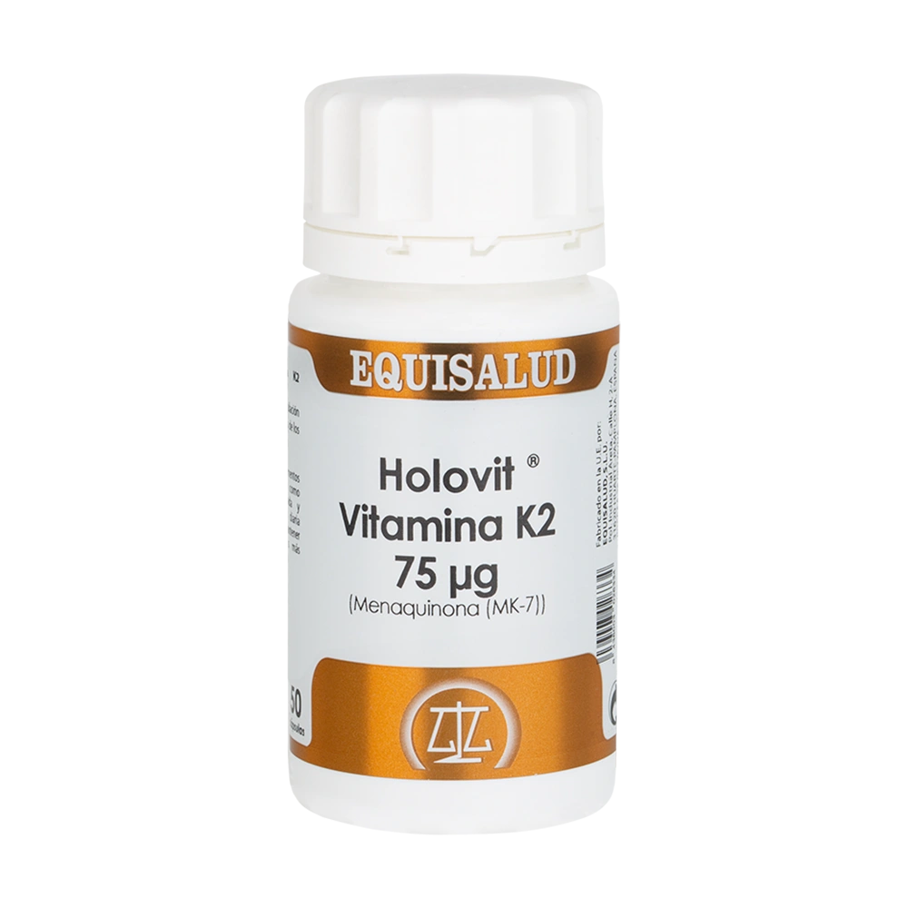 Holovit Vitamina K2 bote de 50 cápsulas de la línea Holovit, producto de Laboratorios Equisalud