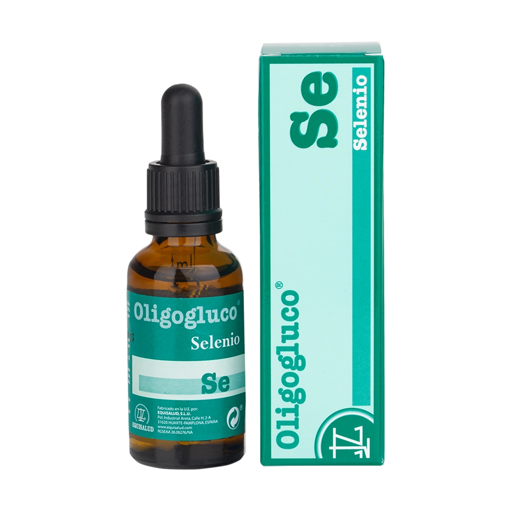 Oligogluco Selenio SE envase de 30 mililitros de la línea Oligogluco, producto de Laboratorios Equisalud