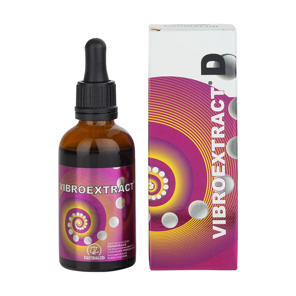 Vibroextract D envase de cristal de 50 mililitros de la línea Vibroextract, producto de Laboratorios Equisalud