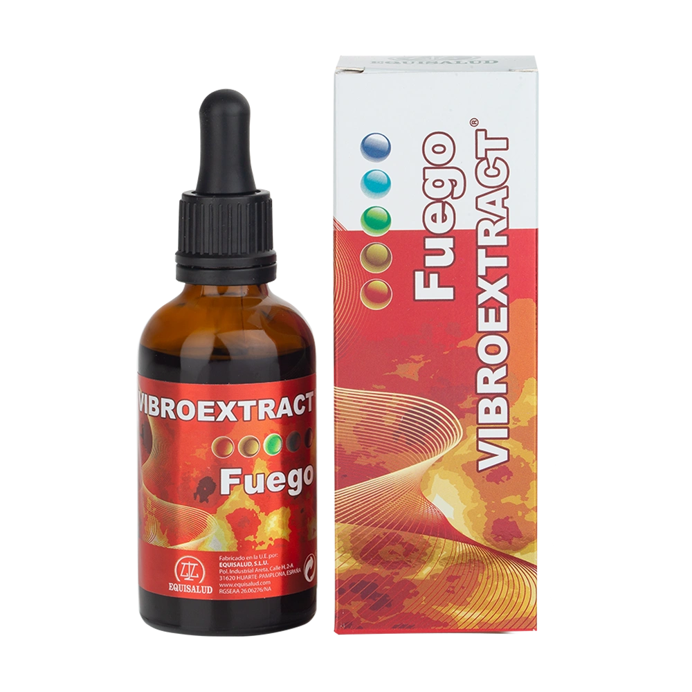 Vibroextract Fuego envase de cristal de 50 mililitros de la línea Vibroextract, producto de Laboratorios Equisalud