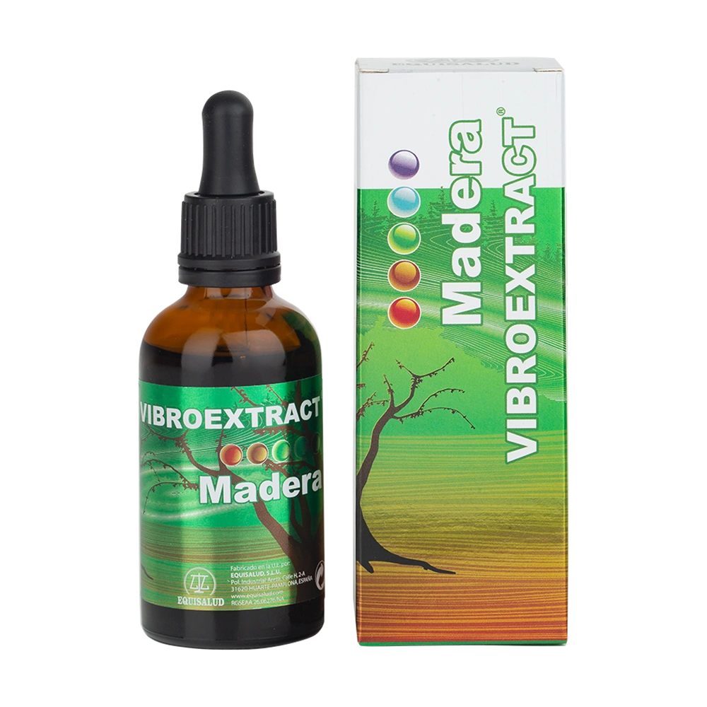 Vibroextract Madera envase de cristal de 50 mililitros de la línea Vibroextract, producto de Laboratorios Equisalud