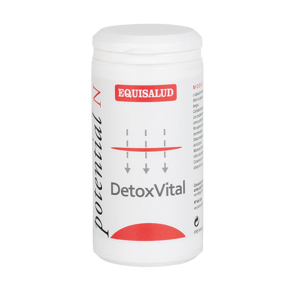 DetoxVital bote de 60 cápsulas de la línea Micronutrición Funcional, producto de Laboratorios Equisalud