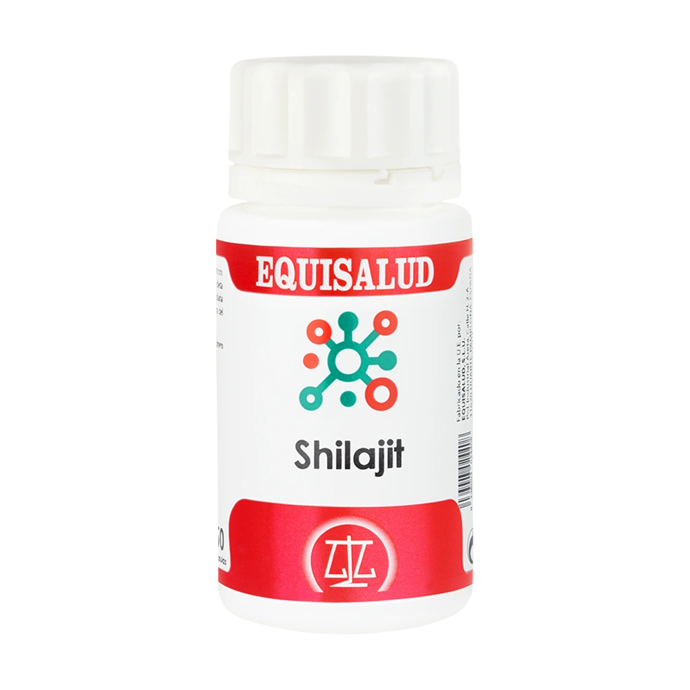 Holomega Shilajit bote de 50 cápsulas de producto de la línea Holomega. Producto de Laboratorios Equisalud