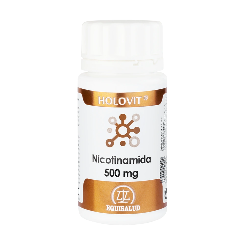 Holovit Nicotinamida bote de 50 cápsulas de la línea Holovit, producto de Laboratorios Equisalud