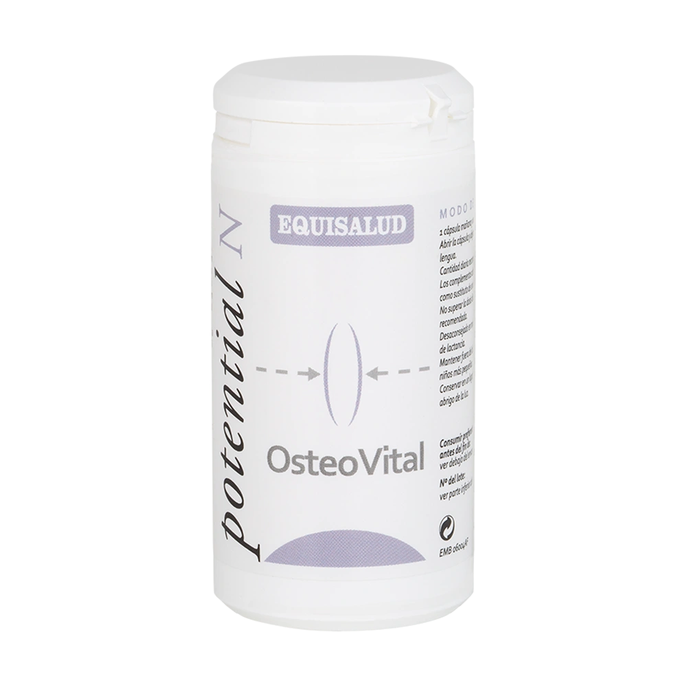 OsteoVital bote de 60 cápsulas de la línea Micronutrición Funcional, producto de Laboratorios Equisalud