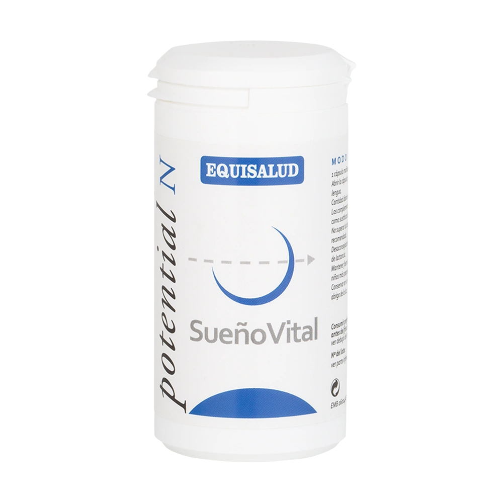 SueñoVital bote de 60 cápsulas de la línea Micronutrición Funcional, producto de Laboratorios Equisalud