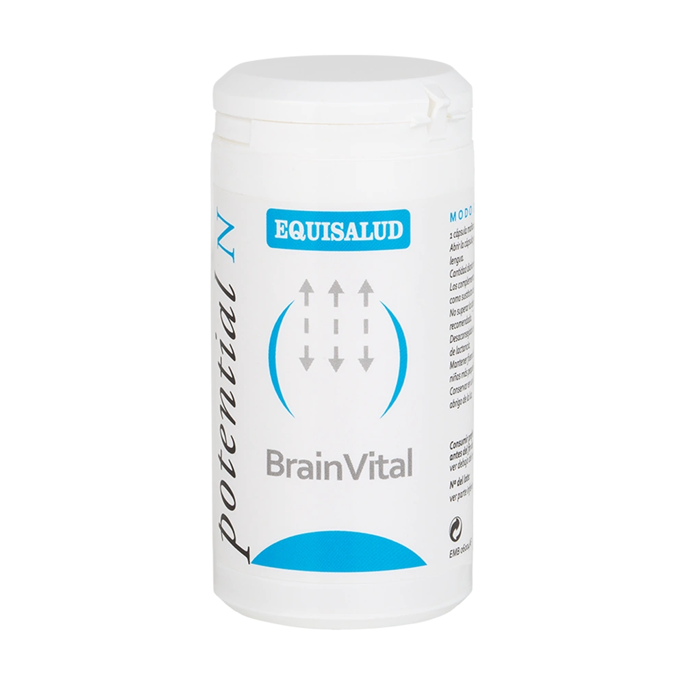 BrainVital bote de 60 cápsulas de la línea Micronutrición Funcional, producto de Laboratorios Equisalud