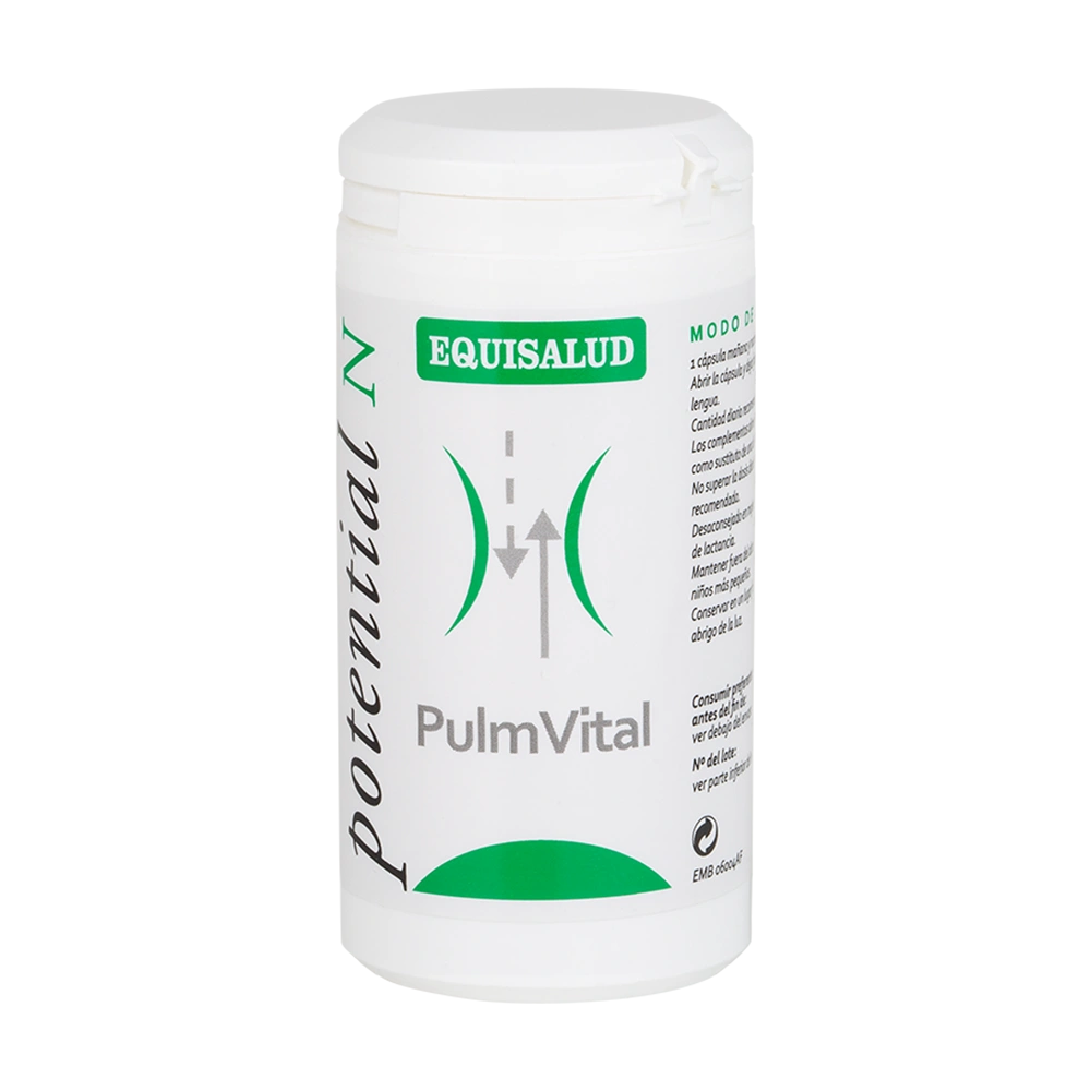 PulmVital bote de 60 cápsulas de Micronutrición Funcional, producto de Laboratorios Equisalud