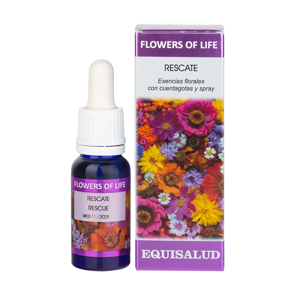 Flowers of life Rescate envase de 15 mililitros de la línea Flowers of life, producto de Laboratorios Equisalud