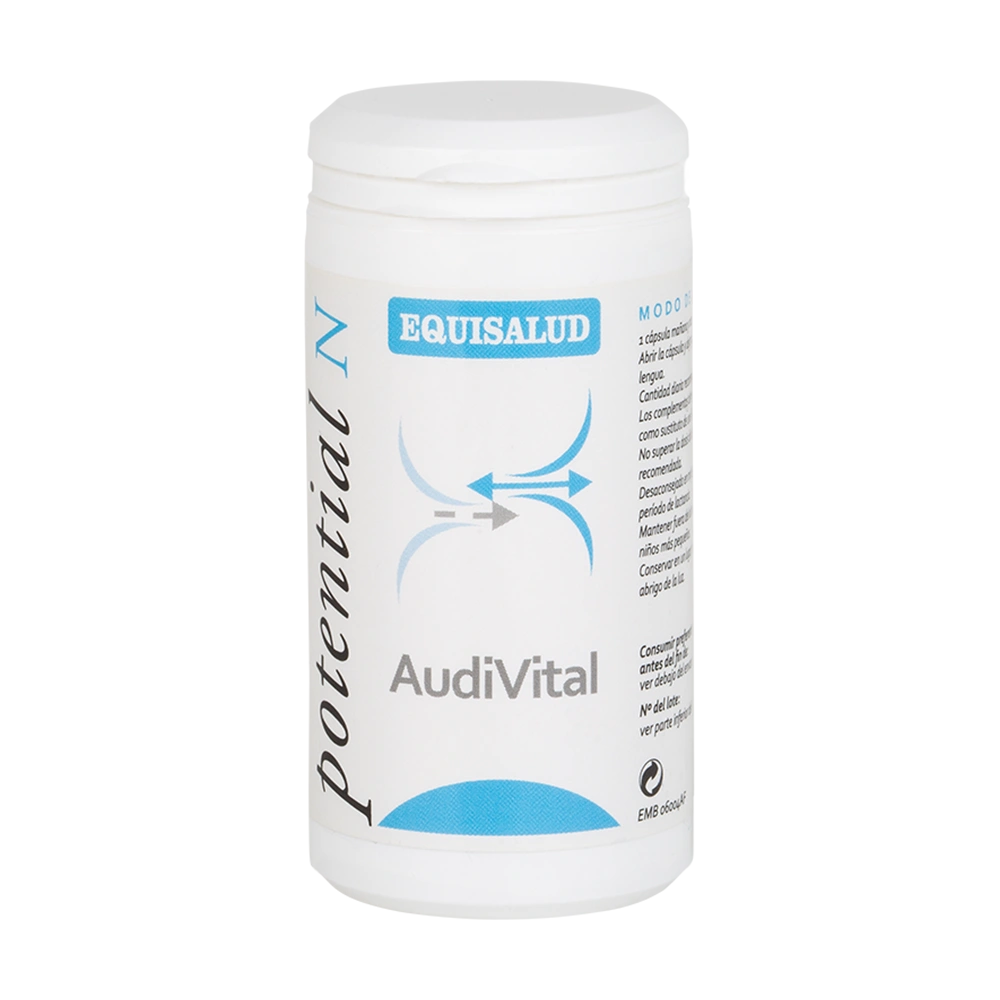 AudiVital bote de 60 cápsulas de la línea Micronutrición Funcional, producto de Laboratorios Equisalud