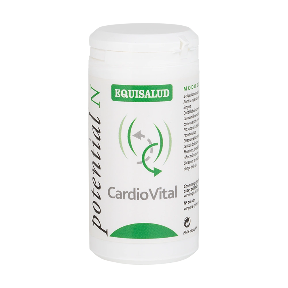 CardioVital bote de 60 cápsulas de la línea Micronutrición Funcional, producto de Laboratorios Equisalud