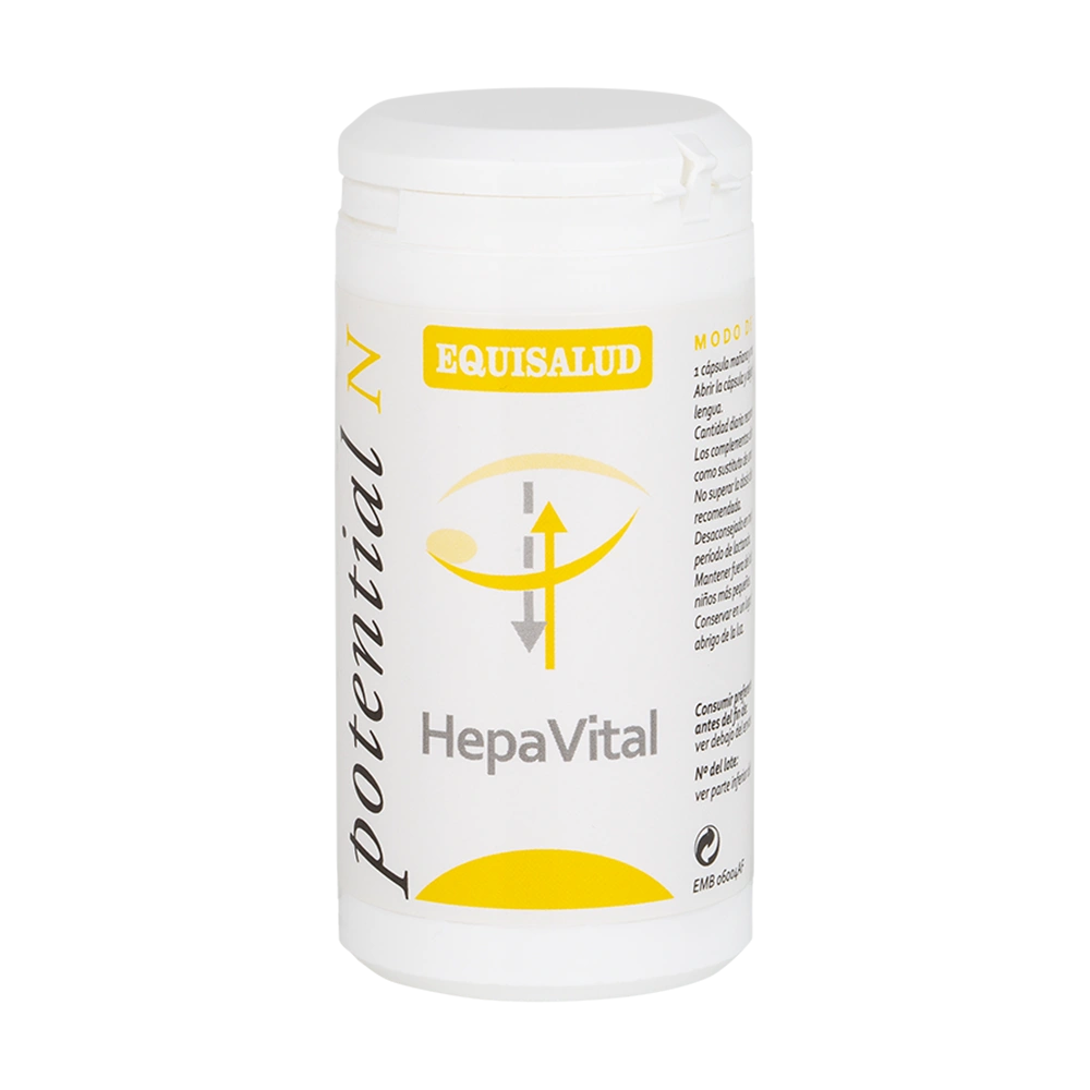 HepaVital bote de 60 cápsulas de la línea Micronutrición Funcional, producto de Laboratorios Equisalud