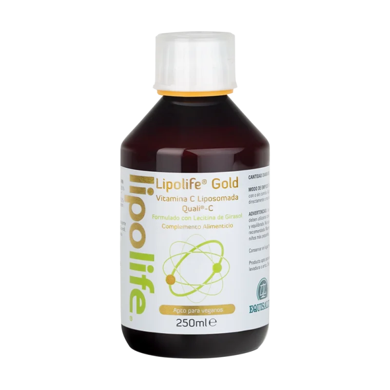 Lipolife Liposomal Gold vitamina C envase de 250 mililitros de la línea Lipolife, producto de Laboratorios Equisalud