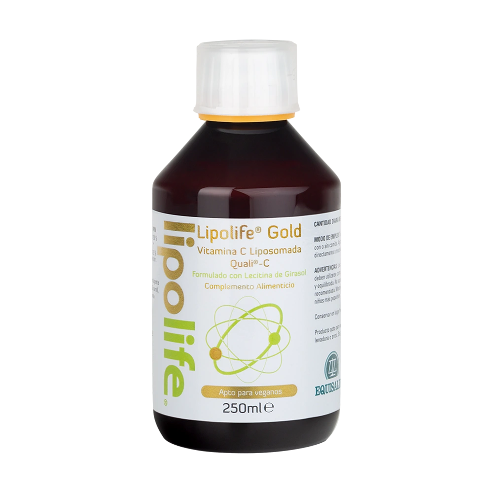 Lipolife Liposomal Gold vitamina C envase de 250 mililitros de la línea Lipolife, producto de Laboratorios Equisalud