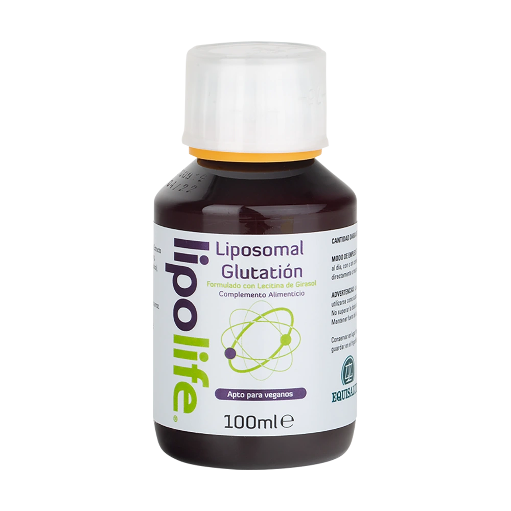 Lipolife Liposomal Glutation envase de 100 mililitros de la línea Lipolife, producto de Laboratorios Equisalud