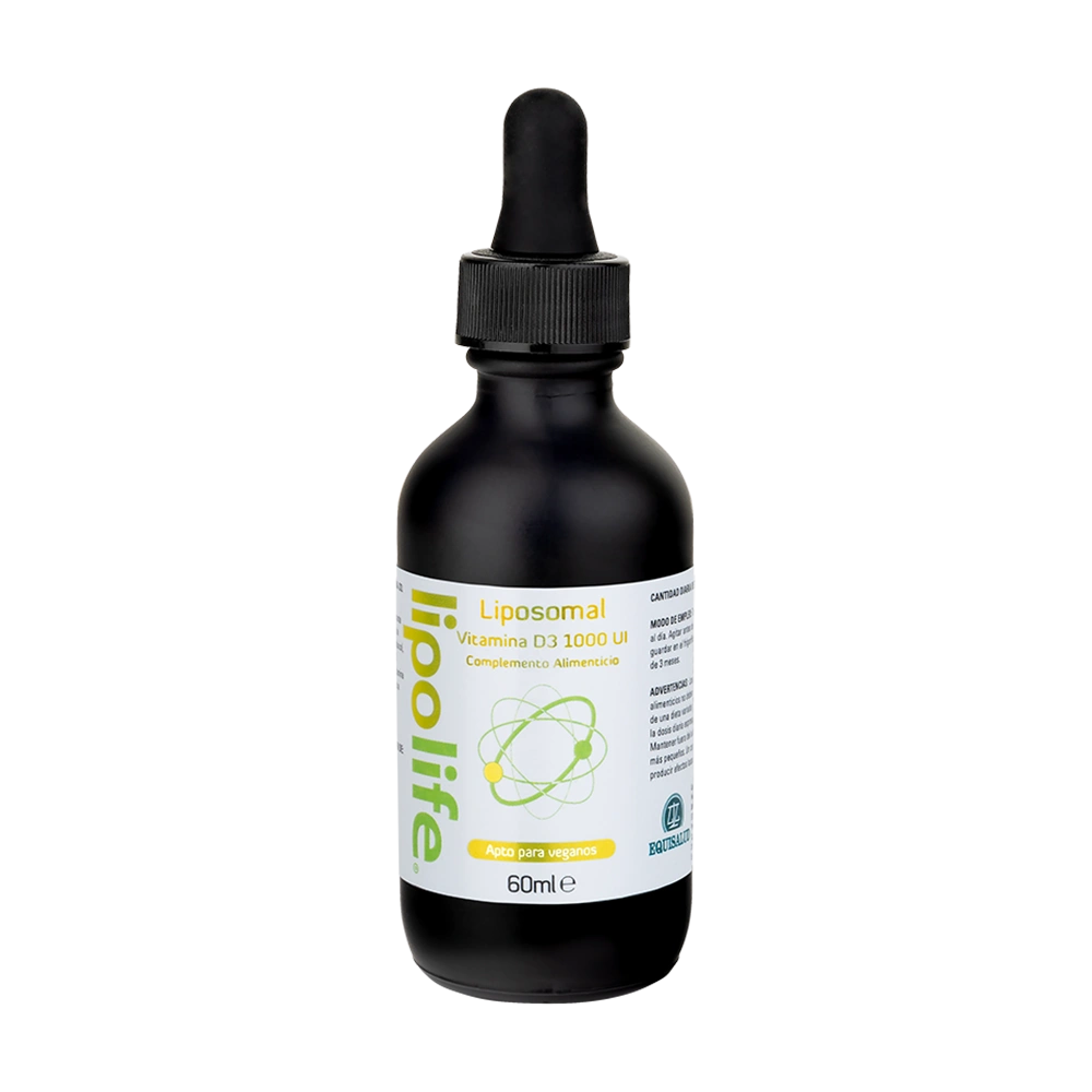 Lipolife Liposomal vitamina D3 1000 UI envase de 60 mililitros de la línea Lipolife, producto de Laboratorios Equisalud