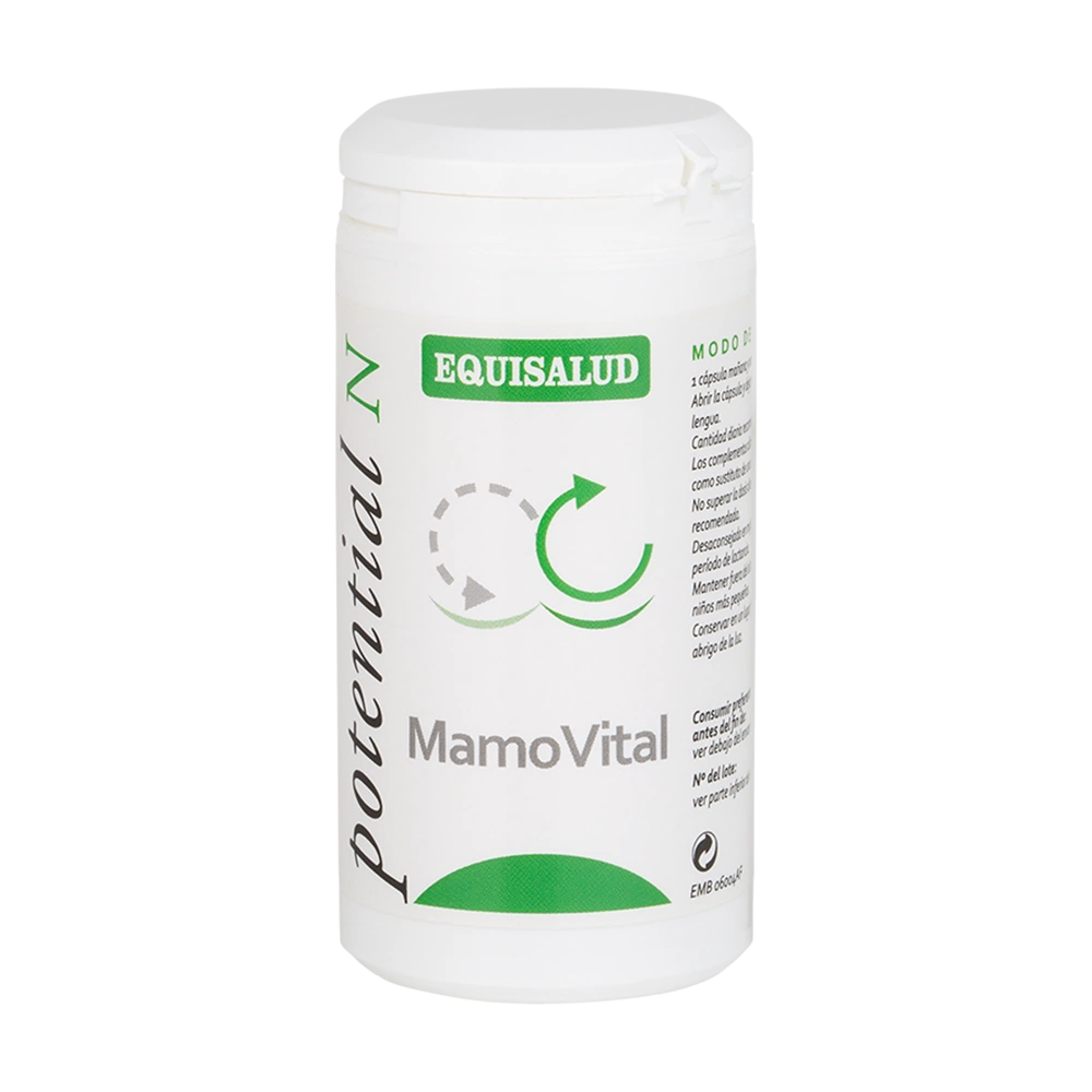 MamoVital bote de 60 cápsulas de la línea Micronutrición Funcional, producto de Laboratorios Equisalud