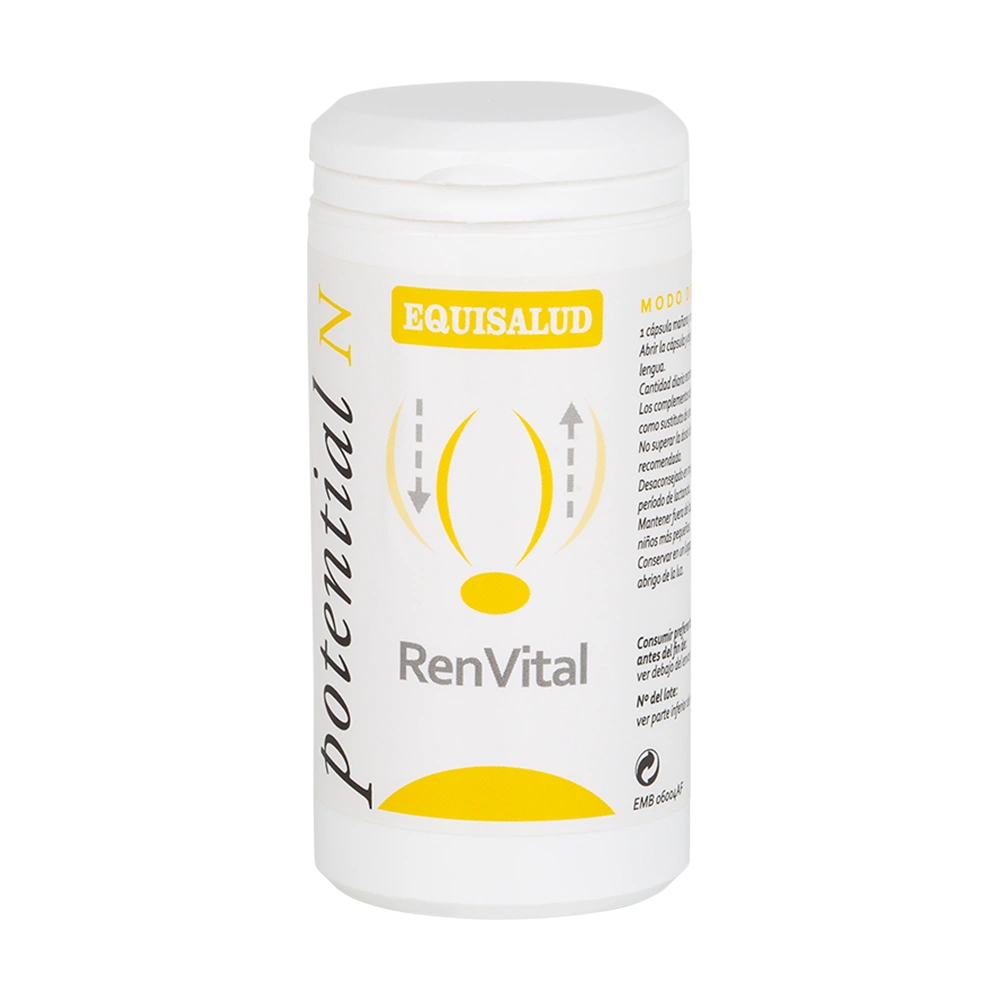 RenVital bote de 60 cápsulas de la línea Micronutrición Funcional, producto de Laboratorios Equisalud