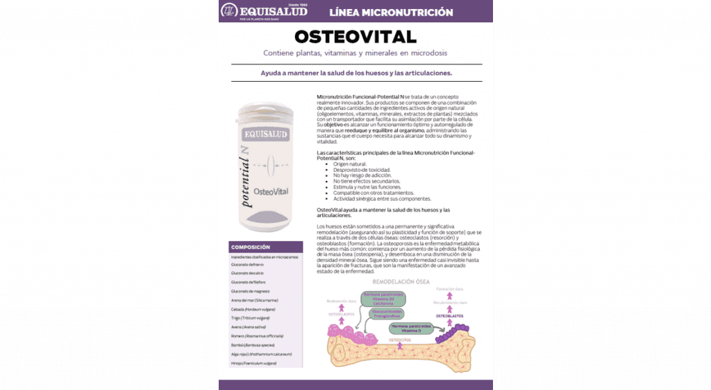 Ficha técnica en PDF de Micronutrición Funcional OsteoVital