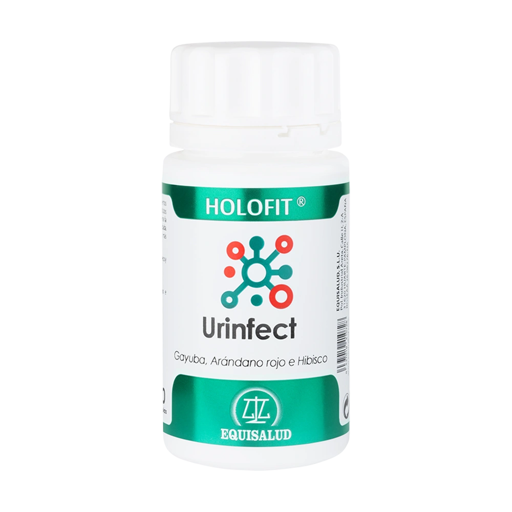 Holofit Urinfect bote de 50 cápsulas de la línea Holofit, producto de Laboratorios Equisalud