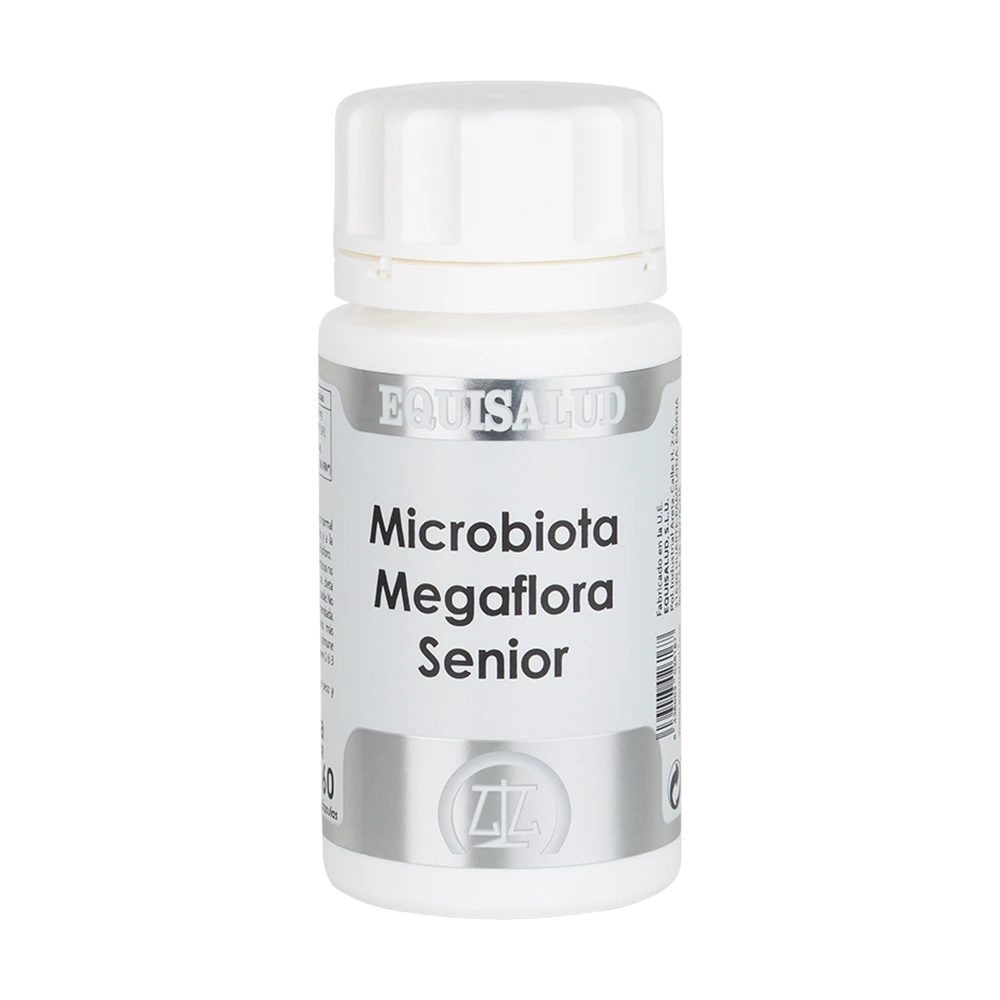 Microbiota Megaflora Senior envase de 60 cápsulas de la línea Microbiota, producto de Laboratorios Equisalud