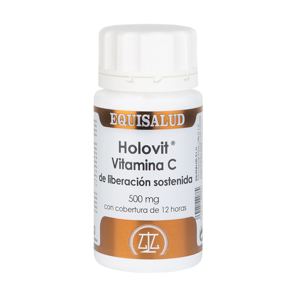 Holovit vitamina C liberación sostenida bote de 50 cápsulas de la línea Holovit, producto de Laboratorios Equisalud