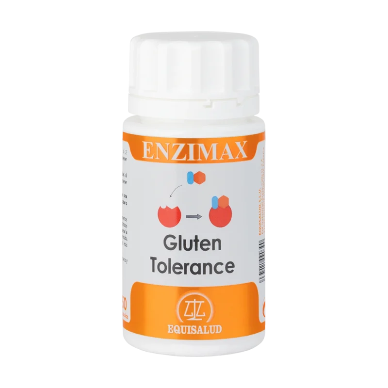 Enzimax Gluten Tolerance bote de 50 cápsulas de la línea Enzimax, producto de Laboratorios Equisalud