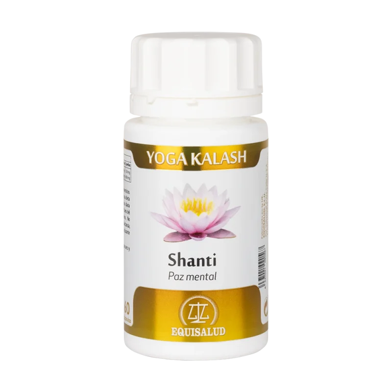 Shanti bote de 60 cápsulas de la línea Yoga Kalash, producto de Laboratorios Equisalud