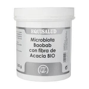 Microbiota Baobab con fibra de acacia envase de 250 gramos de la línea Microbiota, producto de Laboratorios Equisalud