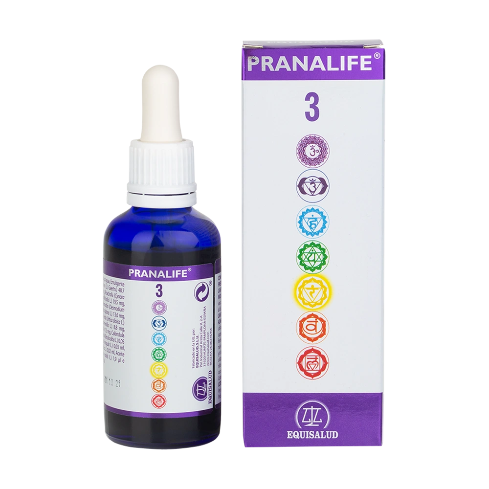 Pranalife 3 envase de 50 mililitros de la línea Pranalife, producto de Laboratorios Equisalud