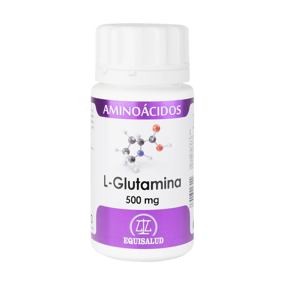 L-Glutamina bote de 50 cápsulas de la línea Aminoácidos, producto de Laboratorios Equisalud