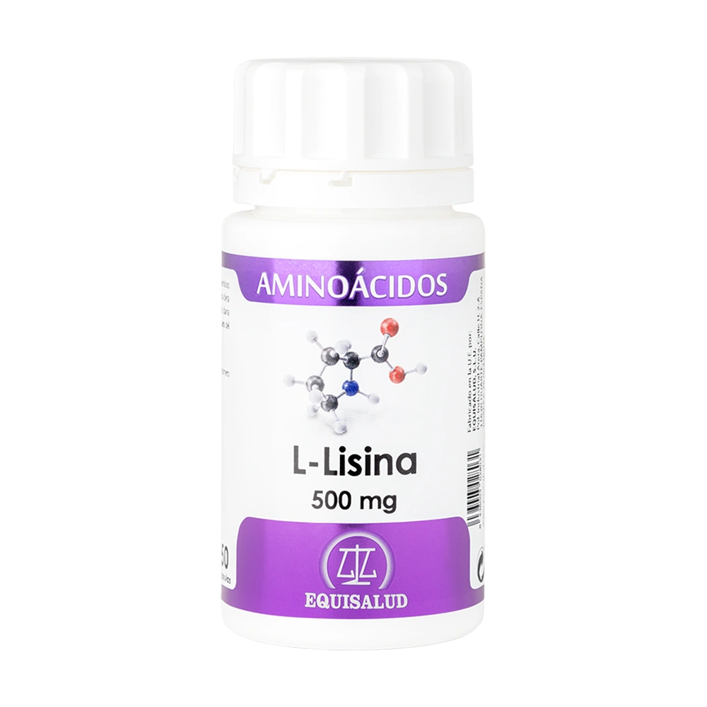 L-Lisina bote de 50 cápsulas de la línea Aminoácidos, producto de Laboratorios Equisalud