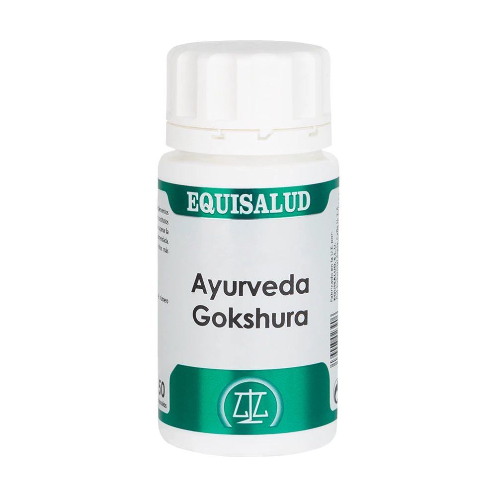 Ayurveda Gokshura bote de 50 cápsulas de la línea Ayurveda, producto de Laboratorios Equisalud