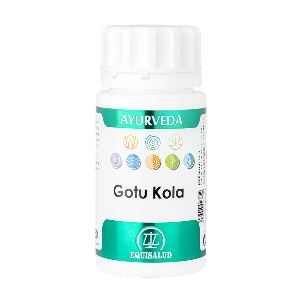 Ayurveda Gotu Kola bote de 50 cápsulas de la línea Ayurveda, producto de Laboratorios Equisalud