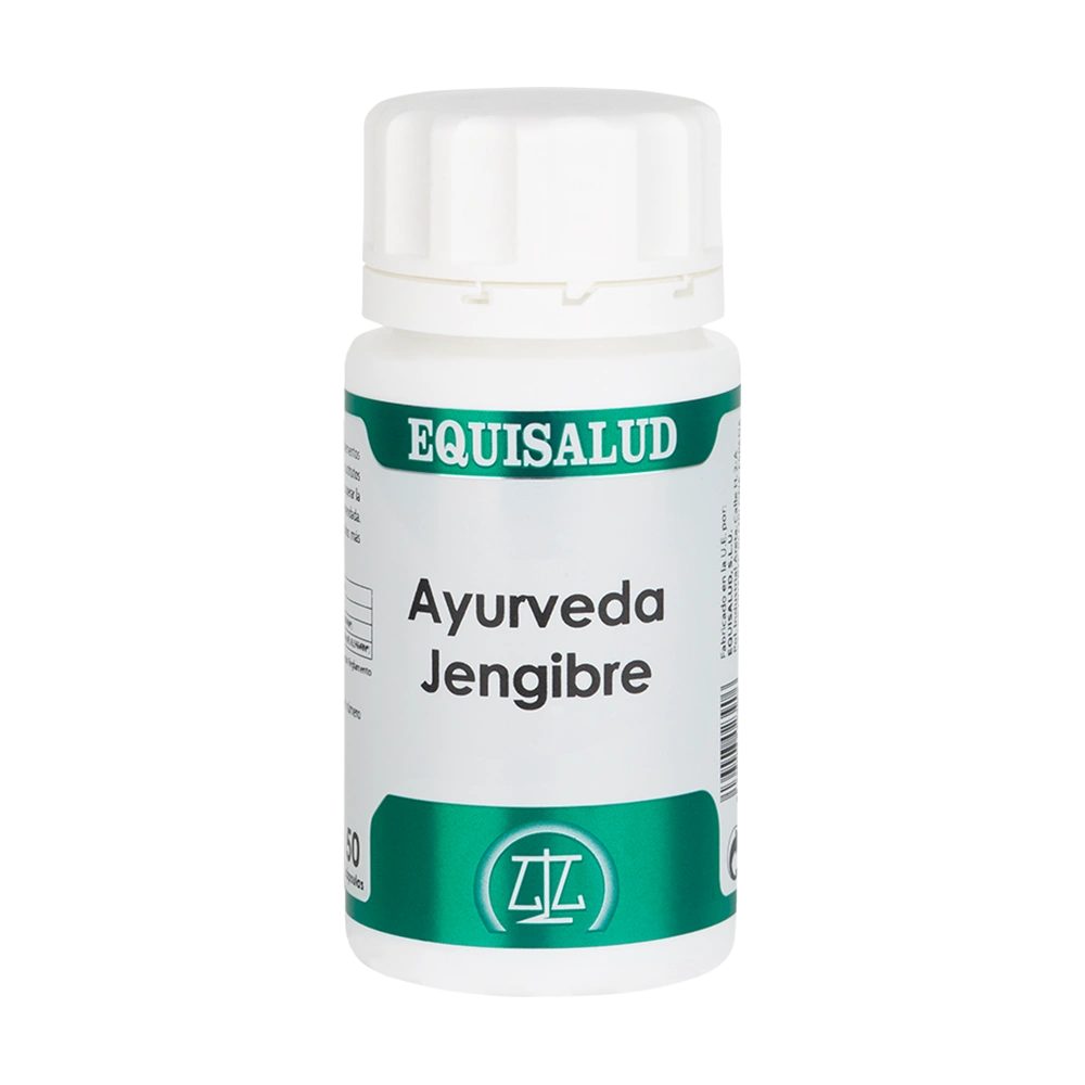 Ayurveda Jengibre bote de 50 cápsulas de la línea Ayurveda, producto de Laboratorios Equisalud