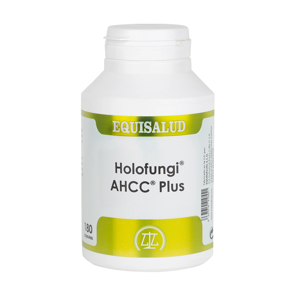 Holofungi AHCC PLUS bote de 180 cápsulas de la línea Holofungi, producto de Laboratorios Equisalud