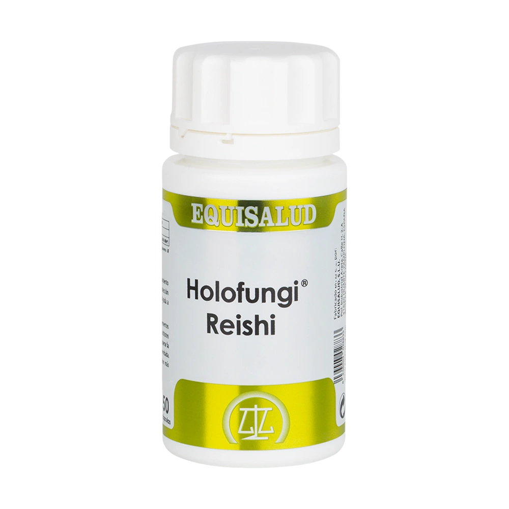 Holofungi Reishi bote de 50 cápsulas de la línea Holofungi, producto de Laboratorios Equisalud