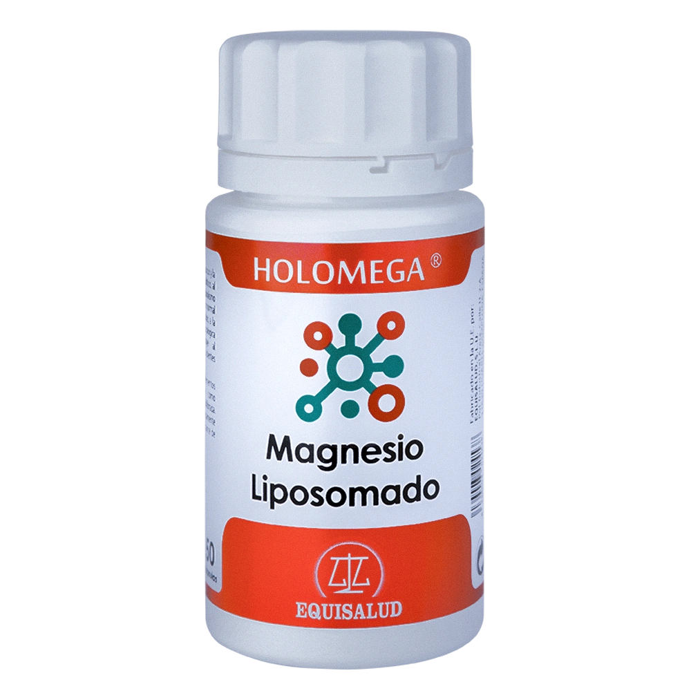 Holomega Magnesio Liposomado bote de 50 cápsulas de producto de la línea Holomega. Producto de Laboratorios Equisalud.