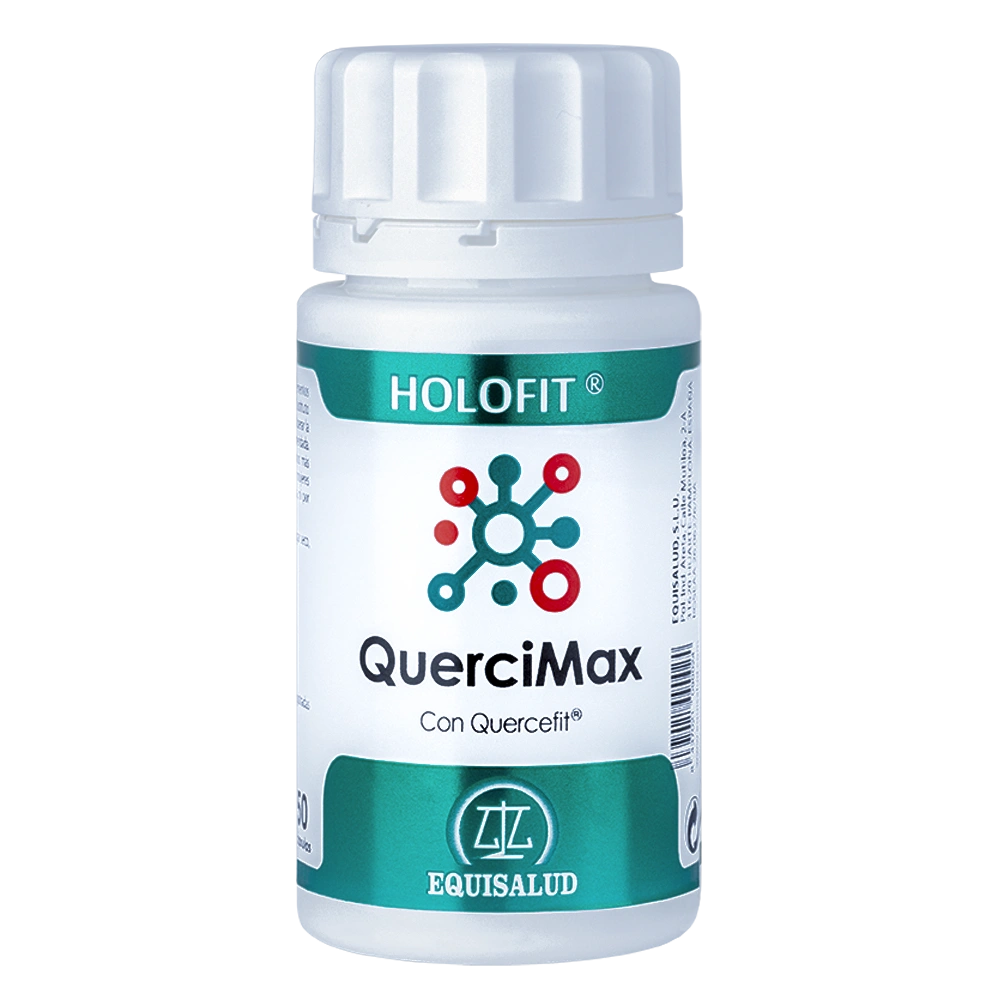 Holofit Quercimax bote de 50 cápsulas de producto de la línea Holofit. Producto de Laboratorios Equisalud.