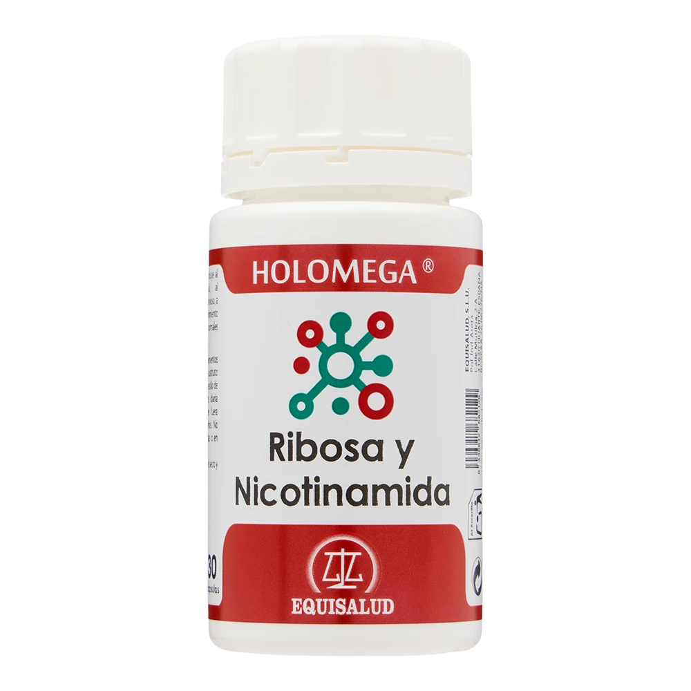 HoloMega Ribosa y Nicotinamida, bote de 30 cápsulas de la línea HoloMega, producto de Laboratorios Equisalud